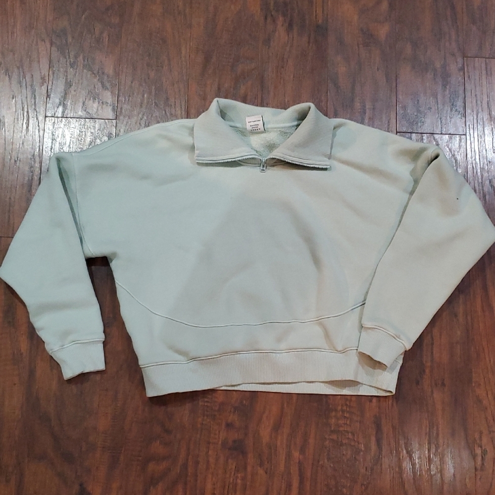 Outdoor Voices Light Green Quarter-Zip Sweatshirt